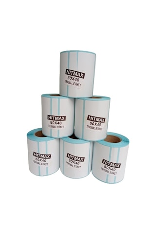 80X40 TERMAL ETİKET TOPLAM 6 RULO 1.KALİTE (TAM METRAJ)