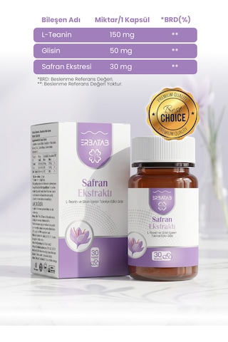 Erbatab Safran Ekstresi, L-teanin & Glisin Kompleksi 30 Kapsül