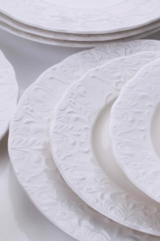 6 Kişilik 26 Parça Krem Porselen Yemek Takımı Pera Şık Sofra Seti Çok Renkli