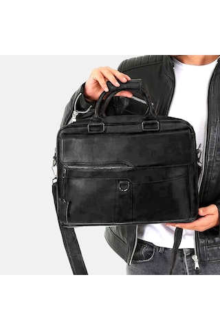 Lederax Hakiki Deri Evrak Portföy Laptop Çantası Ld481 Siyah