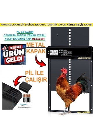 Otomatik Kümes Kapısı Pilli - Progamlanabilir Digital Ekran