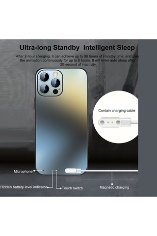 Vkemall  13 Pro Max Uyumlu Model 3: Şarj Edilebilir Pc+tpu Kılıf, Dinamik Işıklı Animasyon, Tam Yönlü Darbe Ve Çarpma Koruması