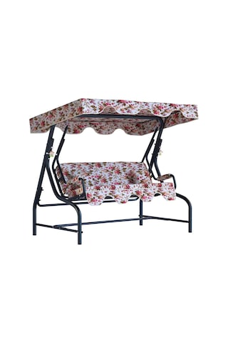 Bahçe Salıncağı 3 Kişilik Metal Salıncak İngiliz Koruma Kılıfı Hediye Rose