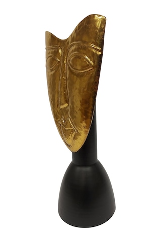 Biev Metal Vazo Yüz Kabartmalı 21x16x43 Cm