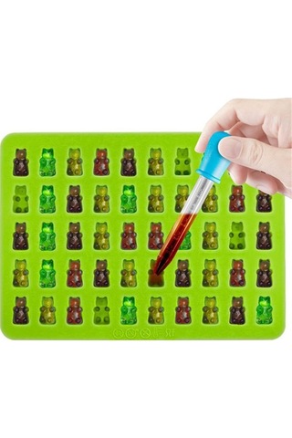 50 Gummy Yapıcı Oyuk Ayı Kalıbı Silikon Çikolata Şeker Buz Tepsisi Ave Yeşil