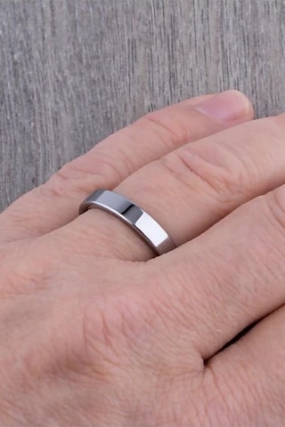 4mm Parlak Düz Model Unisex Kadın Erkek Çelik Alyans Yüzük Cl36 Beyaz
