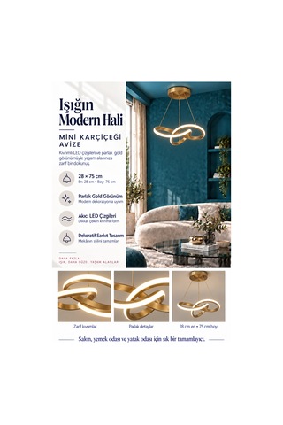 Mini Kar Çiçeği Küçük Modern Ledli Avize 3 Renk Power Ledli Gold Kaplama Kumandalı Çoçuk Odası Yatak Odası Mutfak