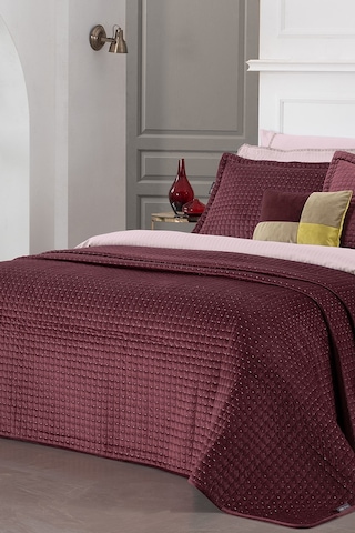 Sarev Dustin Bordo Çift Kişilik Yatak Örtüsü Seti Bordo