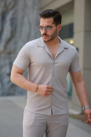 Erkek Ottoman Kumaş Pantolon Gömlek Takım Gri