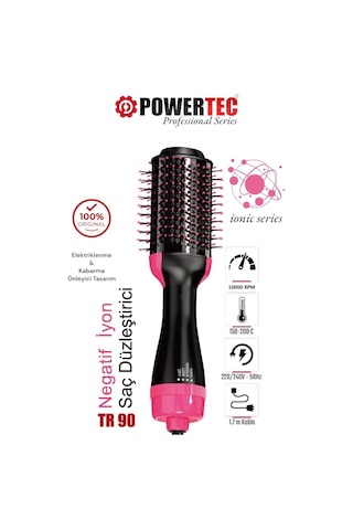 Powertec TR-90 Profesyonel Saç Şekillendirici Ve Saç Düzleştirici Fön Tarağı İyon Özellikli Powertec TR-90 Profesyonel Saç Şekillendirici Ve Saç Düzleştirici Fön Tarağı İyon Özellikli