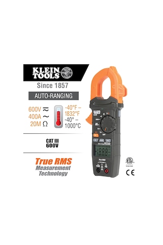 Klein Tools Cl220 Dijital Pens Ampermetre, Otomatik Aralık Ayarlı 400 Amper Ac, Ac/dc Gerilim, Trms