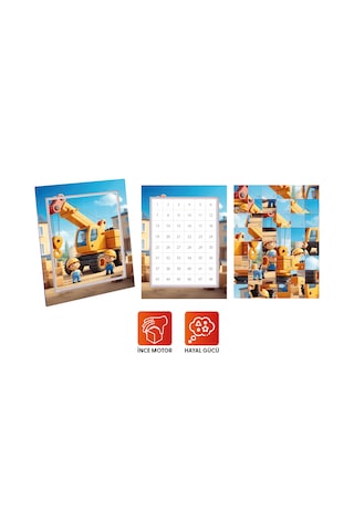 Playever Sticker Puzzle - İnşaat, Çıkartmalı Yapboz Etkinlik Kitabı