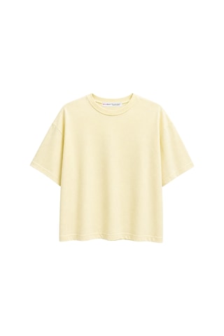 Mixray 2101 Kadın Bisiklet Yaka Soft Oversize Basic Modal T-shirt Sarı