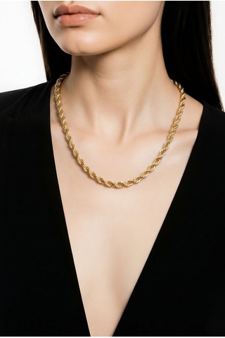 Burgu Model Gold Renk Pirinç 60 Cm Kadın Kolye - 14k Altın Rengi Kaplama