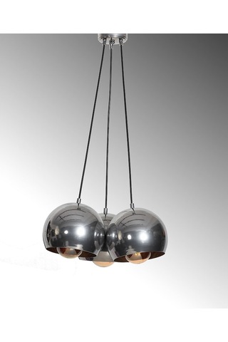 Luzarana Luna 3 Lü Krom Metal Gövde Tasarım Lüx Sarkıt Avize Çok Renkli