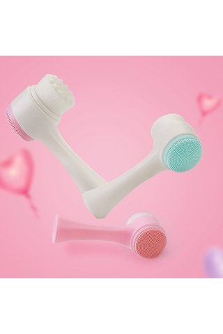 Çift Taraflı Silikon Yüz Temizleme Fırçası Yüz Temizleyici Siyah Nokta Temizleme Ürünü Gözenek Temizleyici Eksfoliatör Yüz Fırçalama Fırçası