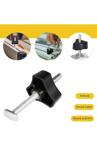 Xurunkeji 5 Set T Cıvata Topuz Takımı, T Vida Ve Plastik Topuz Somunu - Ağaç İşleme Aleti Jigs Vida Fikstürü, 1/4ın Ve T-ray İle Kullanım 15x13x5cm