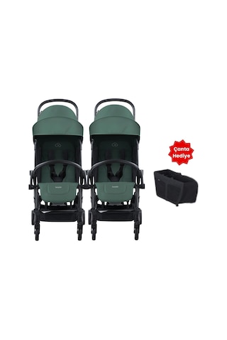 Bumprider Connect³ İkiz Bebek Arabası / Black - Olive & Yan Düzenleyici + Çanta