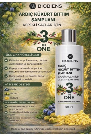 Biobiens Ardıç Kükürt Bıttım Şampuan 300 Ml Tüm Saçlar