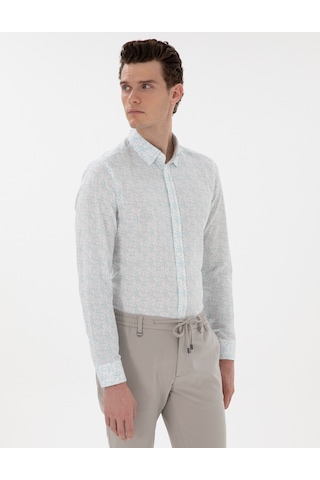 Pierre Cardin Erkek Koyu Mint Gömlek Desenli 50304548-vr152 Koyu Mint Mint Yeşili
