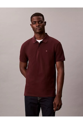 Erkek Regular Fit %100 Pamuklu Ck Logolu Kısa Kollu Bordo T-shirt Bordo