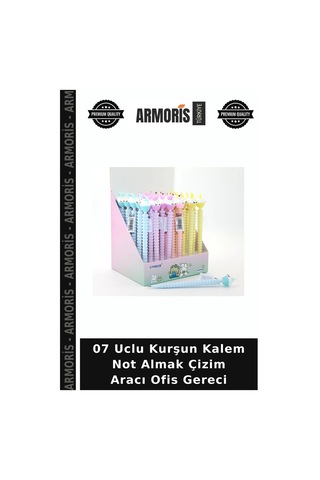 07 Uclu Kurşun Kalem Not Almak Çizim Aracı Ofis Gereci Çok Renkli