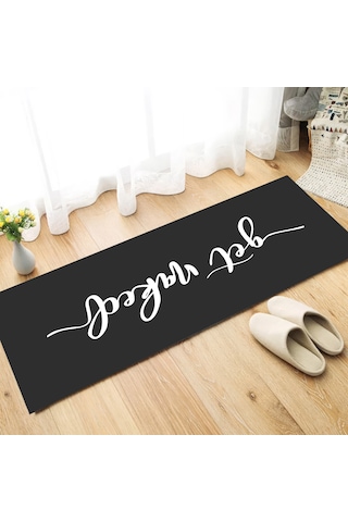 Dijital Kaymaz Yıkanabilir Mutfak Banyo Salon Paspas Halısı Trend Modern Al4012 Antrasit