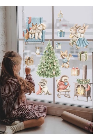 Wallshebno Yılbaşı Duvar Yapışkanları Pencere Mobilya Hayvanlar 122576052 Yeşil