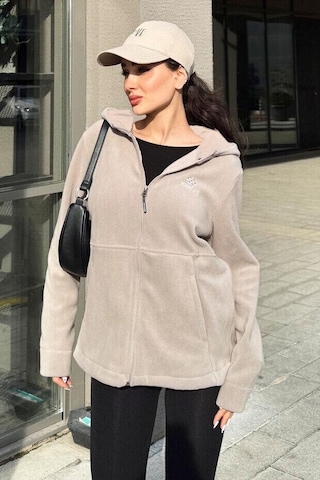 Tommy Life Rahat Form Kapüşonlu 2li Paket Siyah-koyu Bej Kadın Polar Sweatshirt - 97233 Siyah - Bej - Kahverengi