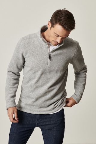 AC&Co / Altınyıldız Classics Anti-Pilling Tüylenme Yapmayan Bato Yaka Erkek Polar Sweatshirt Gri Melanj