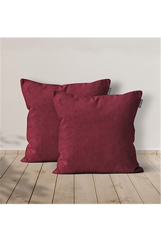 2'li Kadife Dokulu Kırlent Kılıfı Bordo-505