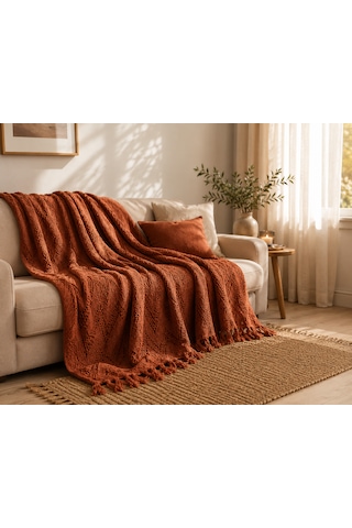 Kapreo Home Oceanwave Çok Amaçlı Örtü 170 X 200 Kiremit