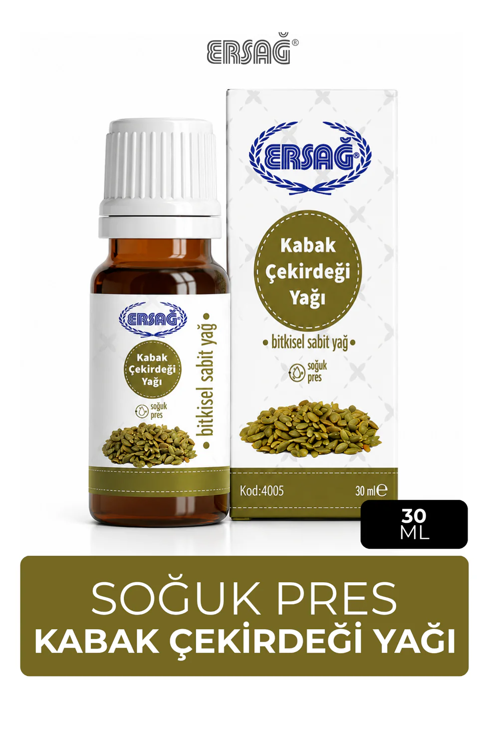 Ersağ Soğuk Pres Kabak Çekirdeği Yağı 30 Ml
