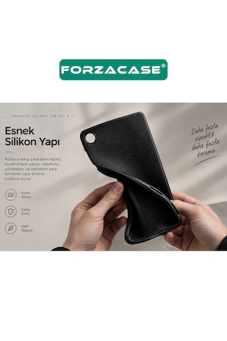 Forzacase Samsung Galaxy Tab A11 8.7 İnç İle Uyumlu Deri Görünümlü Silikon Kapak Kılıf - Fc1259 Arka Kapak