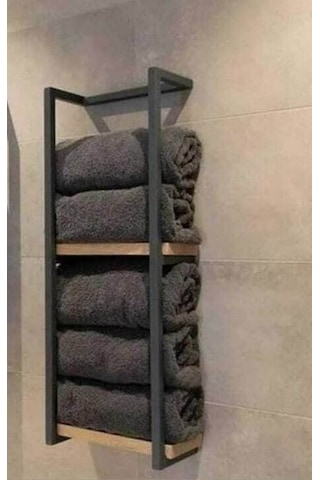 Metal Ahşap Banyo Havluluk . Kahverengi