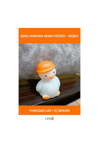 Dekoratif Işıklı Kardan Adam Figürü Yılbaşı Süsü 1 Adet