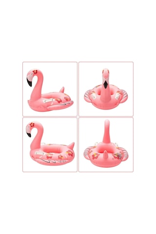 0-4 Yaş Pembe Figürlü Bebek Şişme Deniz Simidi, Çocuk Deniz Can Simidi, Tutmalı Can Simidi Pembe