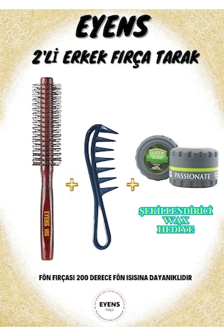 Eyens Erkek Fön Fırçası + Şekillendirici Wax Tarağı + 150 Ml Kavanoz Wax Hediye