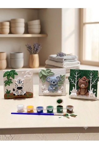 Ayı Zebra Kuala Taş Boyama 3 Lü Set