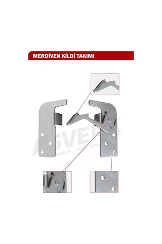 Sürgülü Merdiven Kilidi Takımı - Alüminyum Merdiven Yedek Parça Emniyet Seti