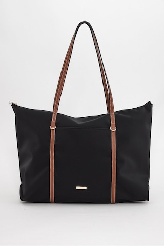 Lovelystore Çift Saplı Paraşüt Kumaş Büyük Boy Shopper Çanta Üniversite Ofis Anne Bebek Omuz Çantası 47x30x15 Siyah