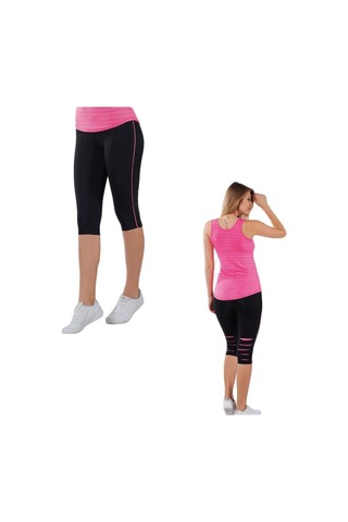 Besttrend Kadın Yırtık Sporcu Kapri Tayt Edy371 Siyah