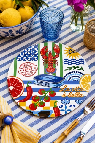 Sicilya Serisi Kolaj 4lü Supla Set 30 Cm Mdf Uv Baskı Çok Renkli