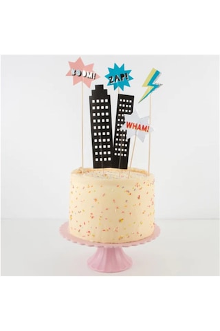 Meri Meri - Superhero Cake Topper - Süper Kahraman Pasta Süsü Tüm Yaşlar