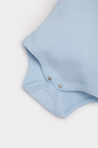 DeFacto Erkek Bebek Yenidoğan Polo Yaka Baskılı Waffle Kısa Kollu Çıtçıtlı Body E7935A525SMBE343 Mavi