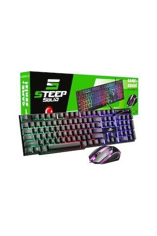 Steep Solid ST-KKM01S Mekanik His Rainbow Oyuncu Klavye Mouse Set