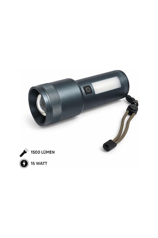 Şarj Edilebilir Zoomlu El Feneri - 1500 Lümen - 15 Watt - Dat - Dt-805 Açık Gri