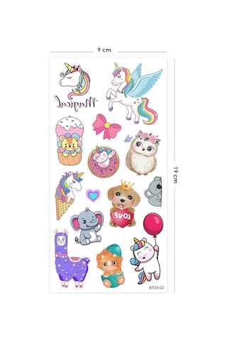 Bearpear Rengarenk Sevimli Hayvanlar Geçici Dövme Kız Çocukları İçin