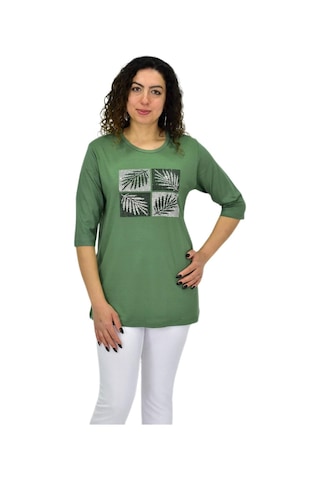 Caftan Kadın Kısa Kol Taşlı Bluz Bgl-st04710 Yeşil