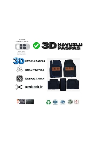 Ford Tourneo Connect 2021 Uyumlu 3 Cm Havuzlu 3d Universal Oto Paspas Siyah-ahşap